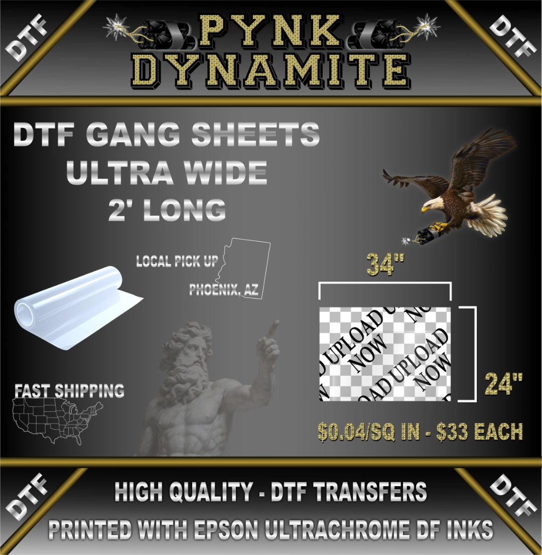 34" × 24" (2 Foot) Premium Ultra Wide DTF Gang Sheet