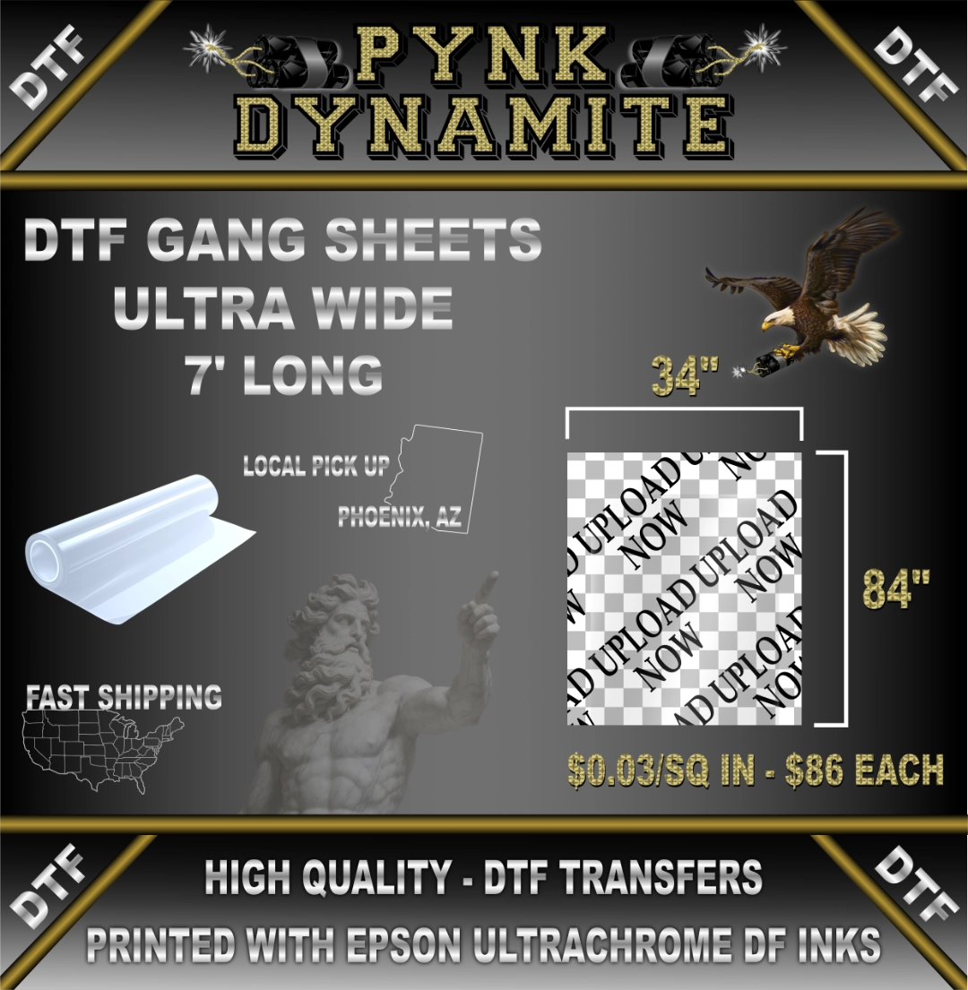 34" × 84" (7 Foot) Premium Ultra Wide DTF Gang Sheet