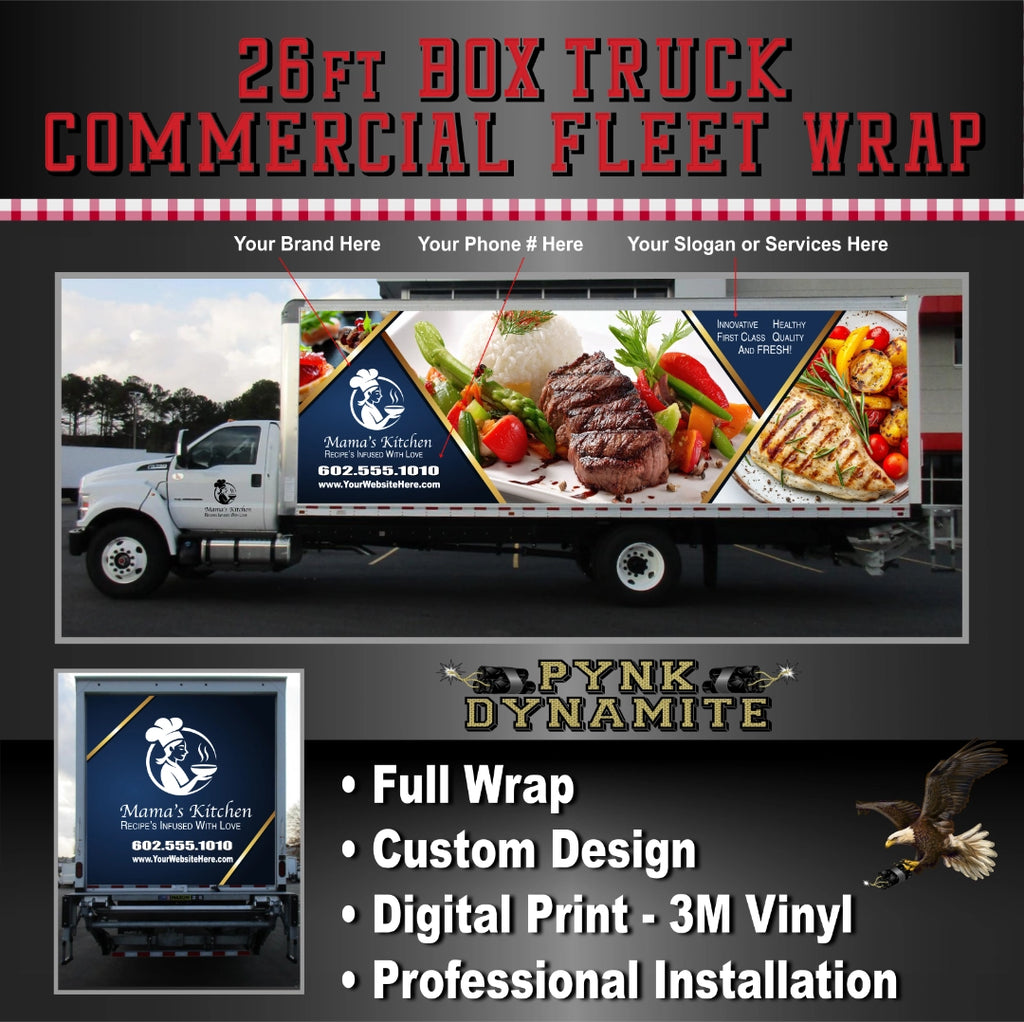 26 FT BOX TRUCK - FULL WRAP (SIDES & RAER) + DOOR DECALS