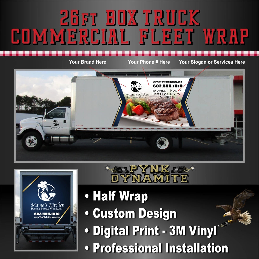 26 FT BOX TRUCK - HALF WRAP (SIDES & RAER) + DOOR DECALS
